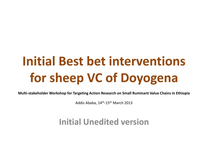 initial best bet interventions for sheep