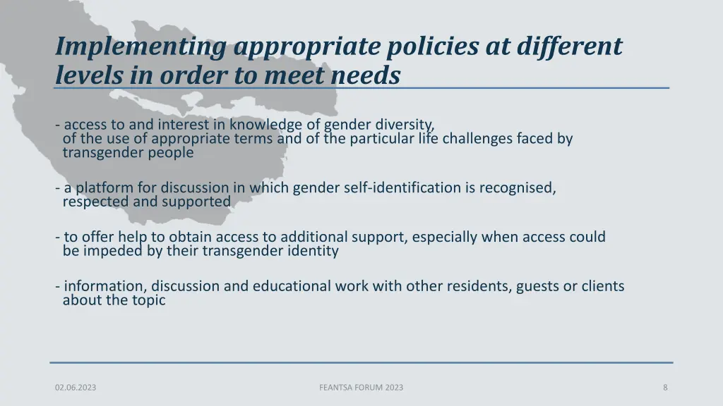 implementing appropriate policies at different 1