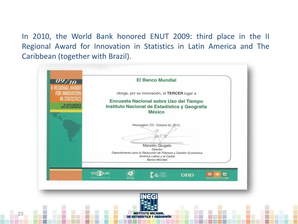 in 2010 the world bank honored enut 2009 third