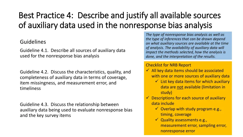 best practice 4 describe and justify