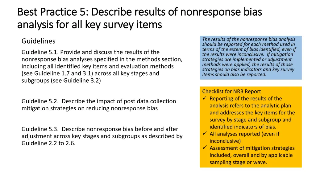 best practice 5 describe results of nonresponse