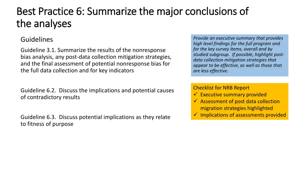 best practice 6 summarize the major conclusions