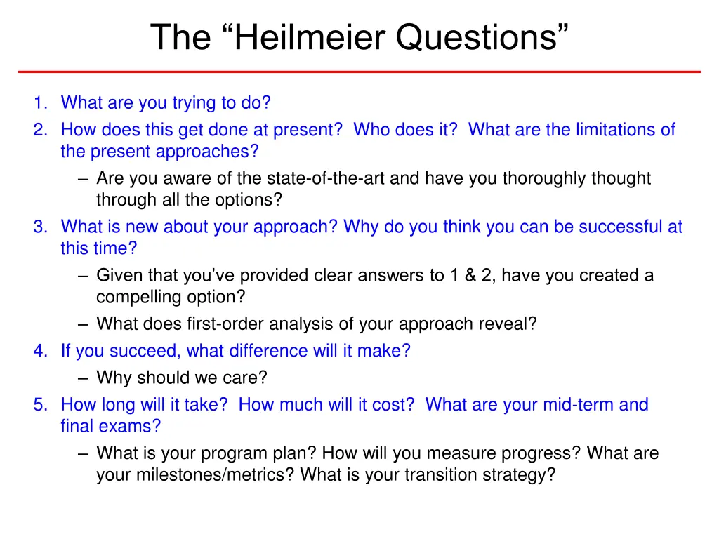 the heilmeier questions