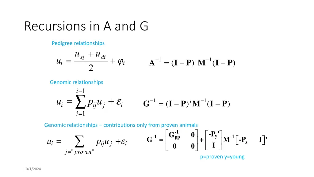 recursions in a and g 1