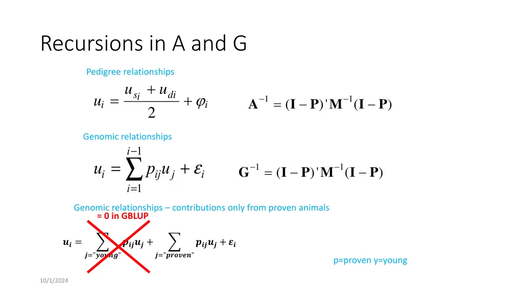 recursions in a and g