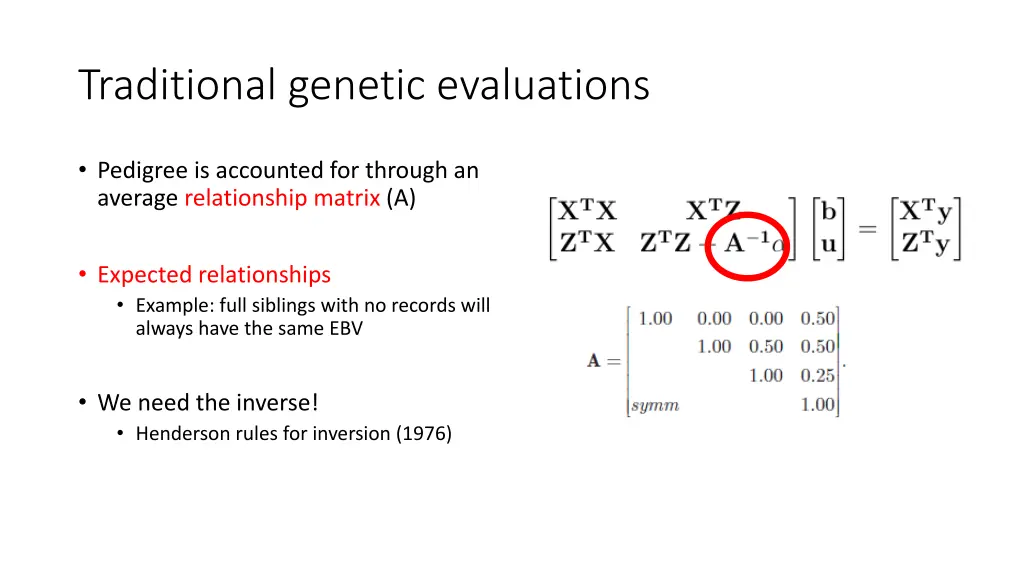 traditional genetic evaluations