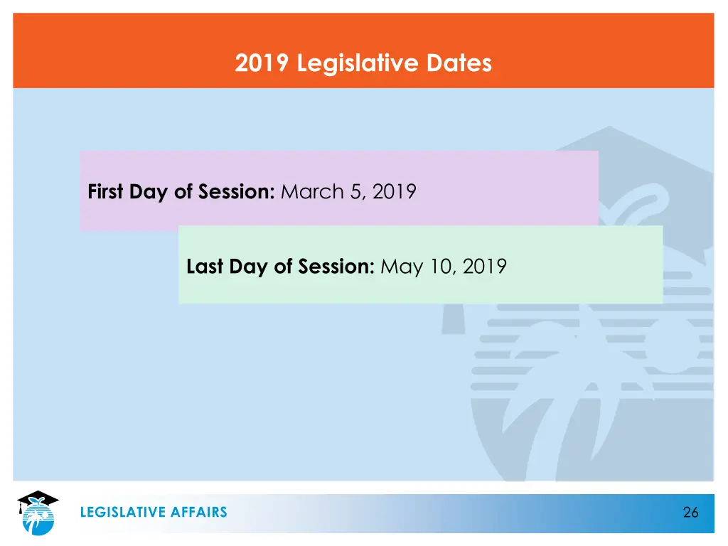 2019 legislative dates