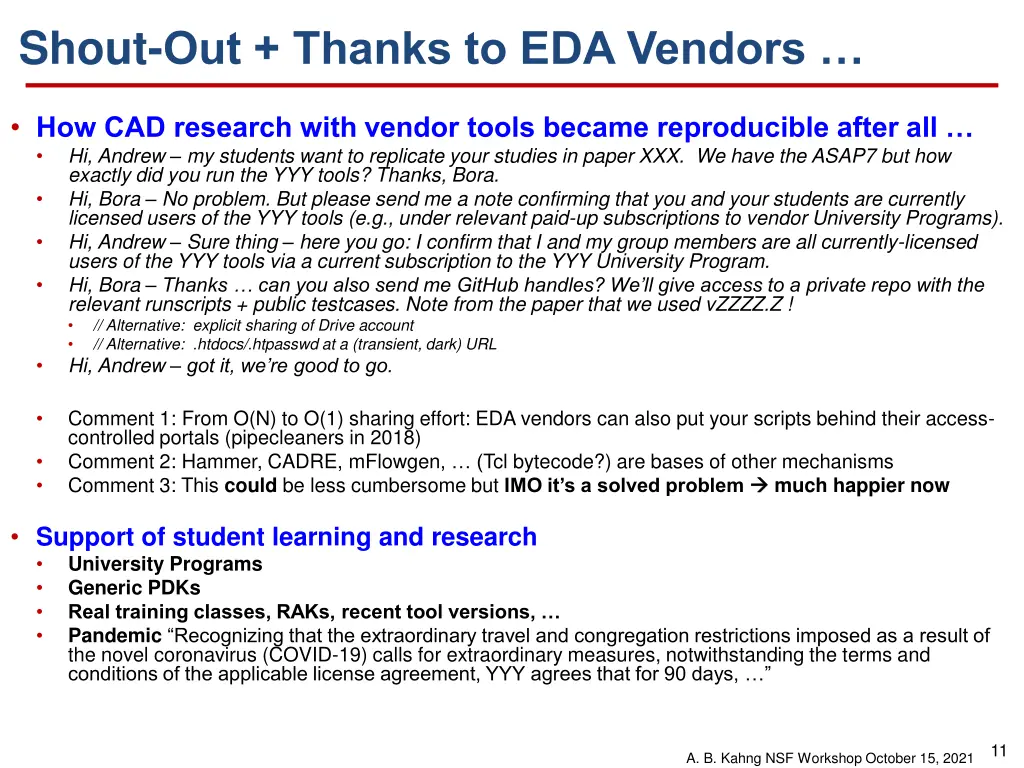 shout out thanks to eda vendors