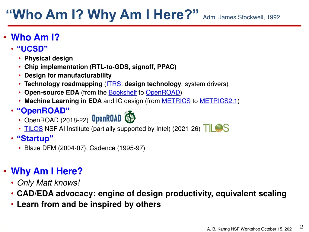 who am i why am i here adm james stockwell 1992