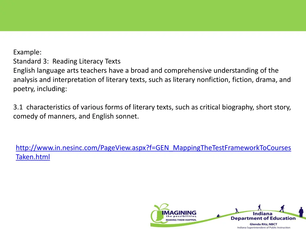 example standard 3 reading literacy texts english