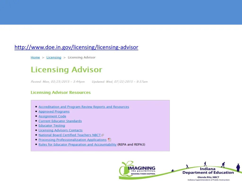 http www doe in gov licensing licensing advisor