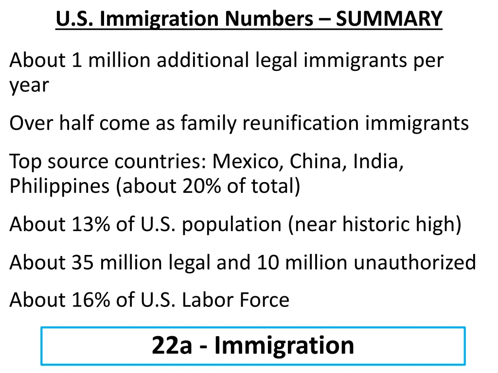 u s immigration numbers summary about 1 million