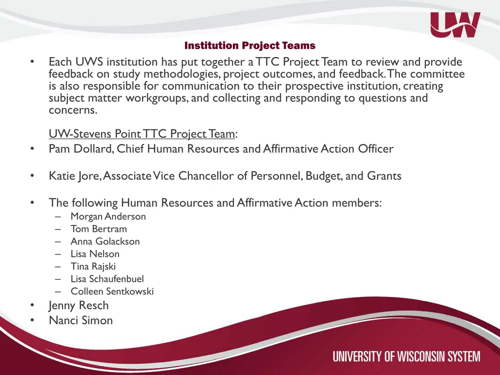 institution project teams