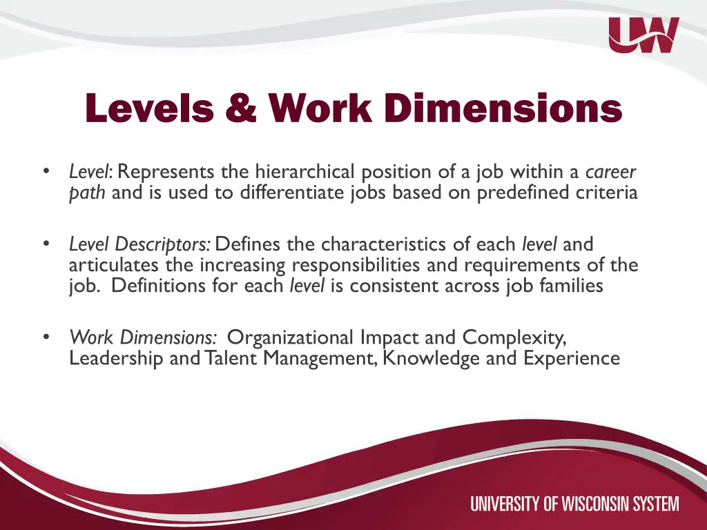 levels work dimensions