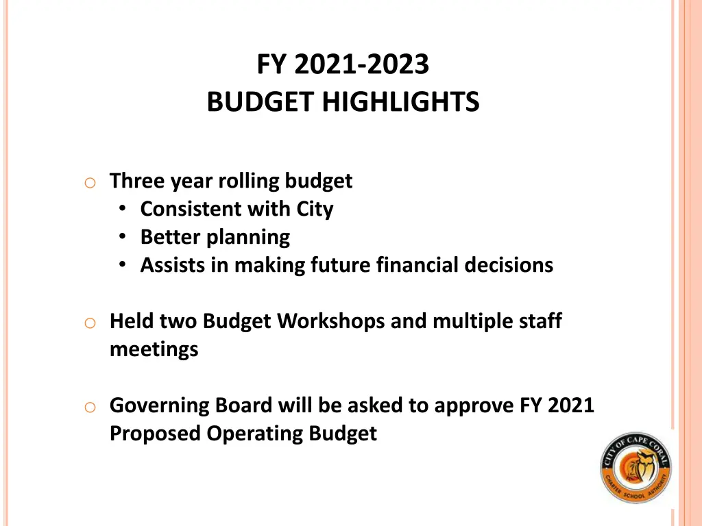 fy 2021 2023 budget highlights