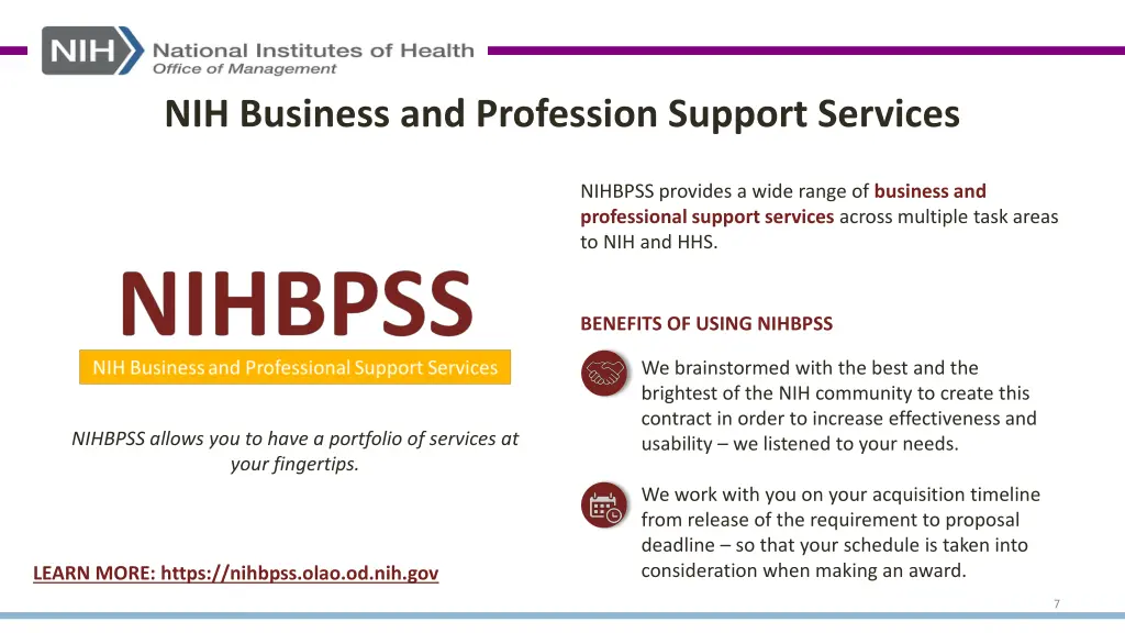 nih business and profession support services