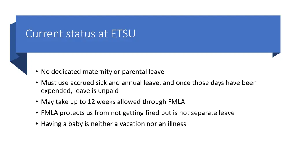 current status at etsu