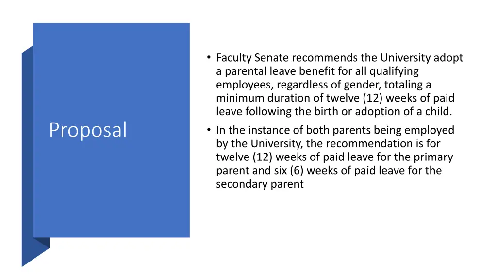 faculty senate recommends the university adopt