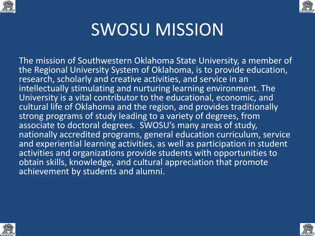 swosu mission