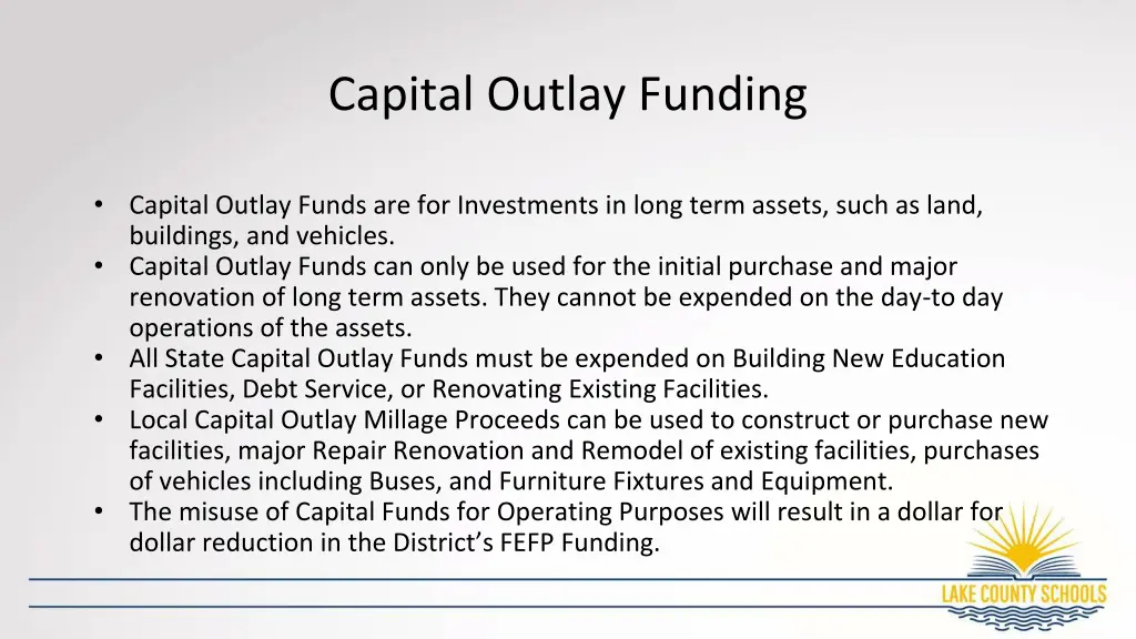 capital outlay funding