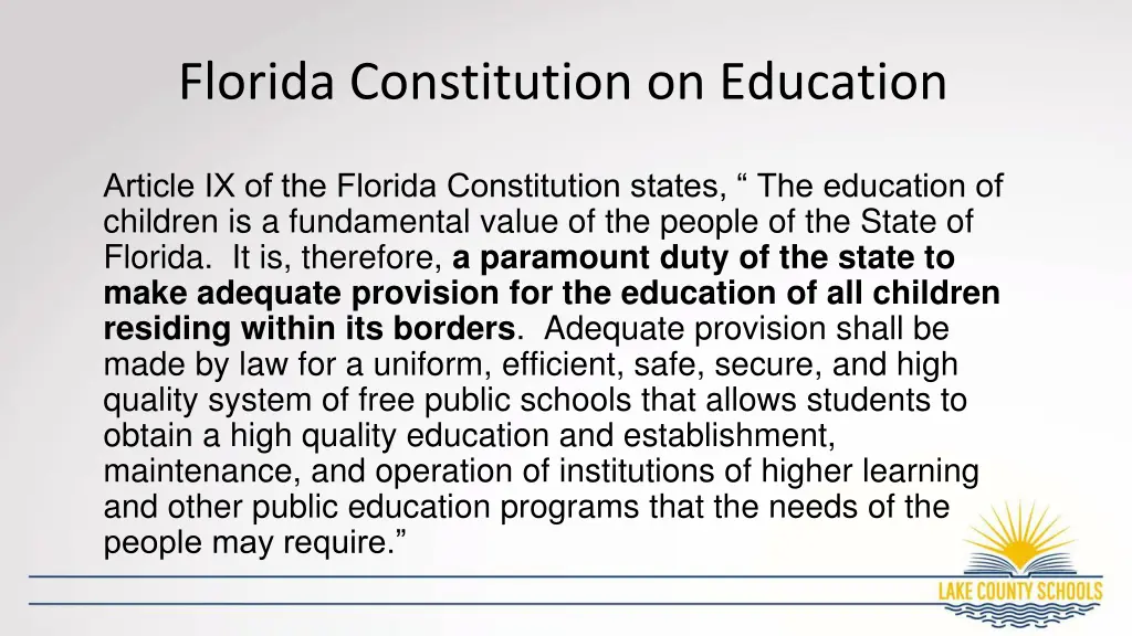 florida constitution on education