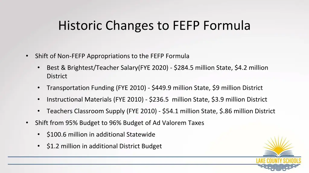 historic changes to fefp formula