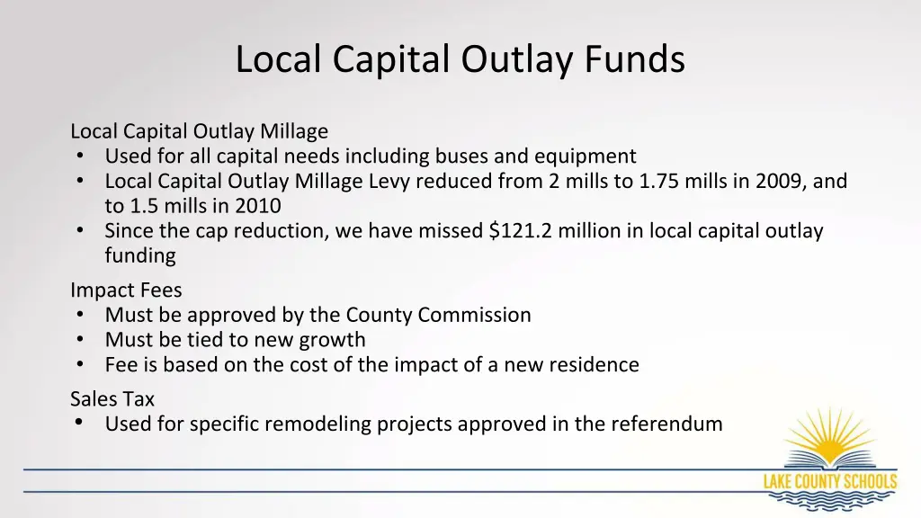 local capital outlay funds