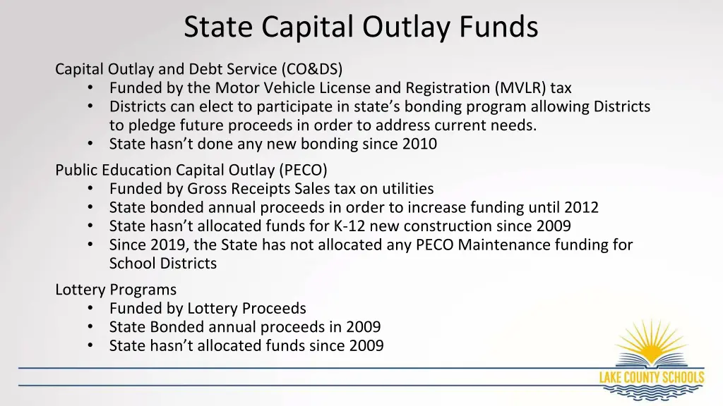 state capital outlay funds