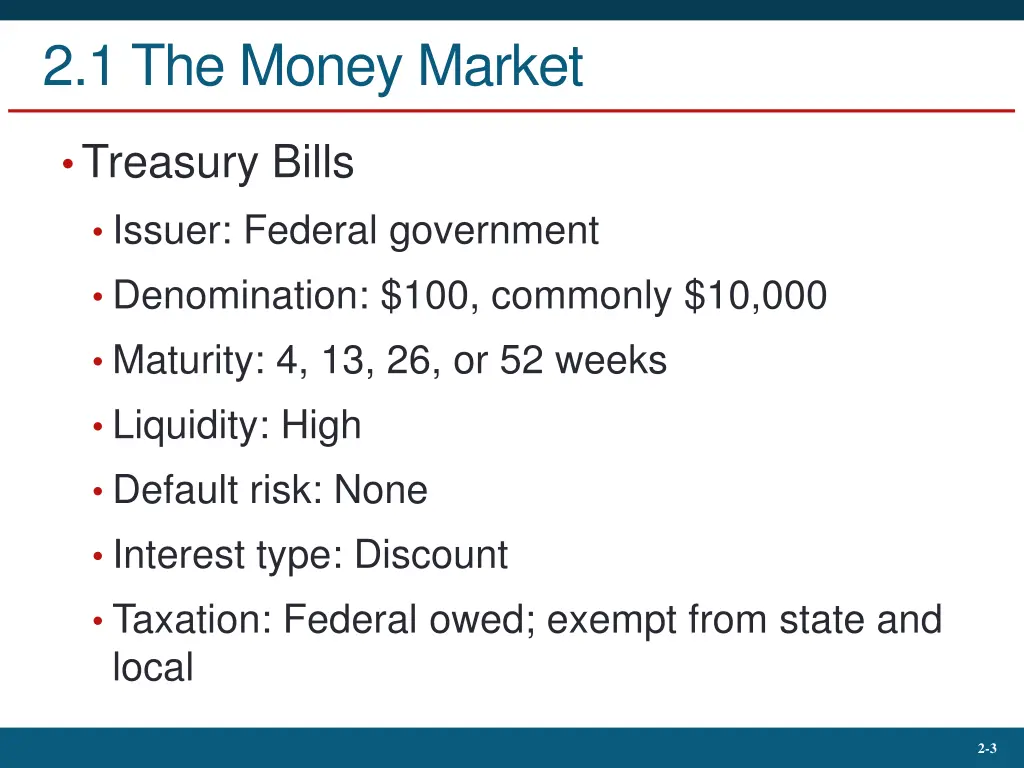 2 1 the money market 1