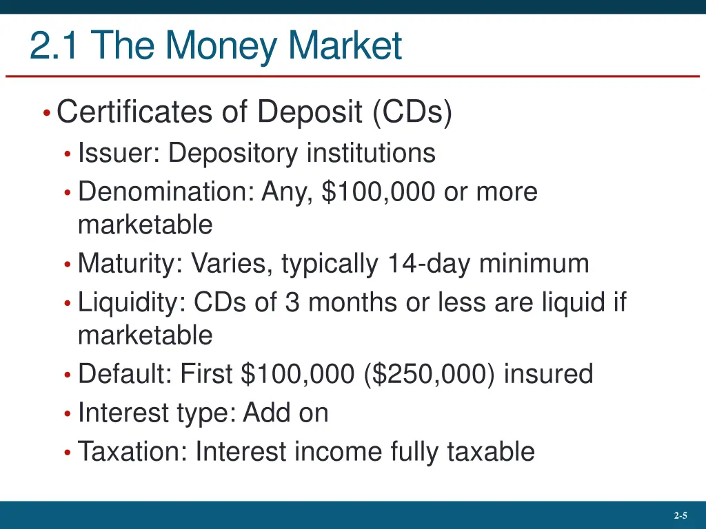 2 1 the money market 2