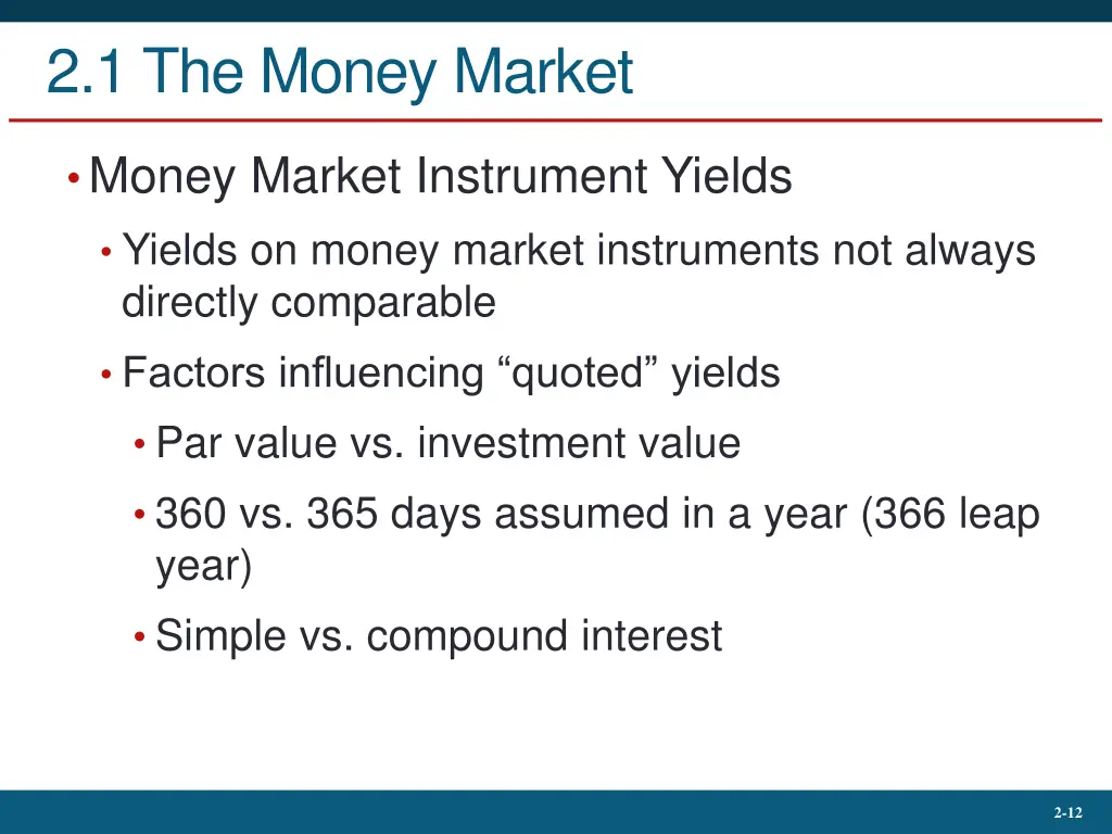 2 1 the money market 8