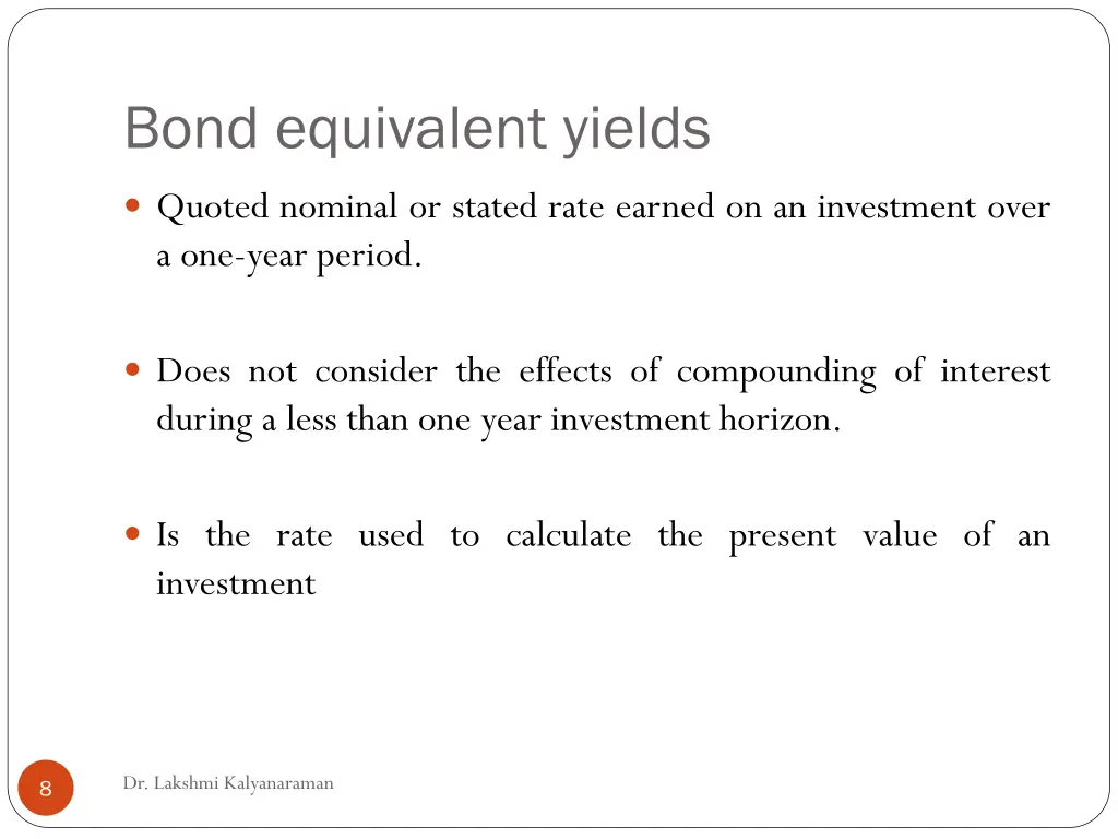 bond equivalent yields