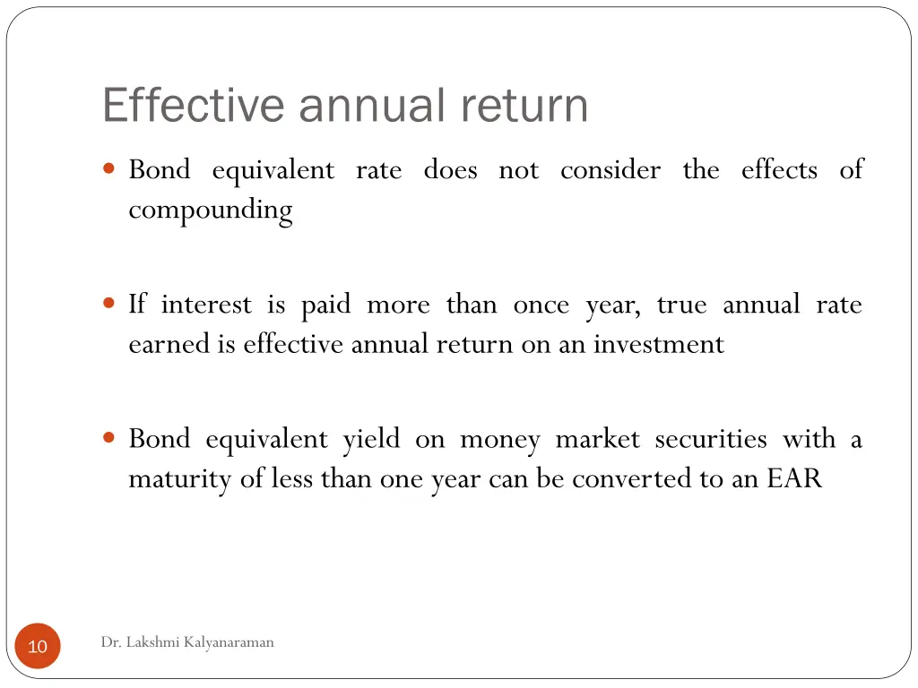 effective annual return