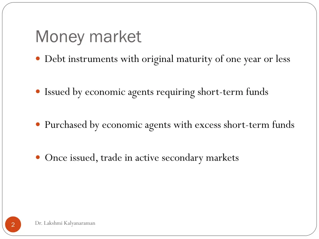 money market 1