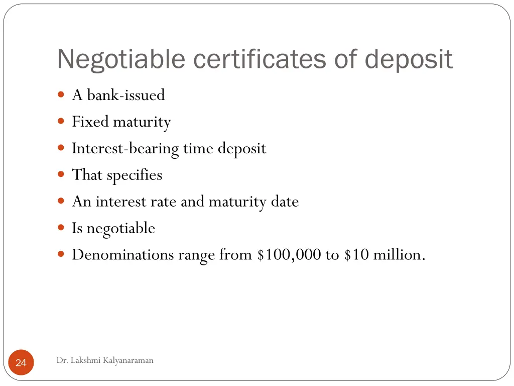 negotiable certificates of deposit