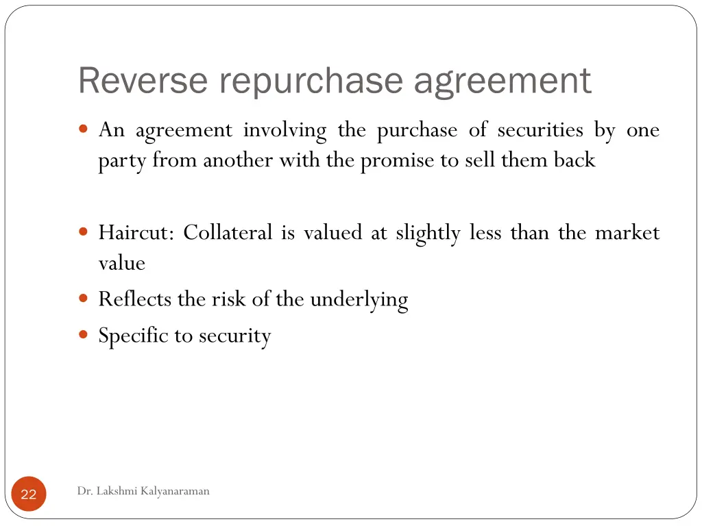 reverse repurchase agreement