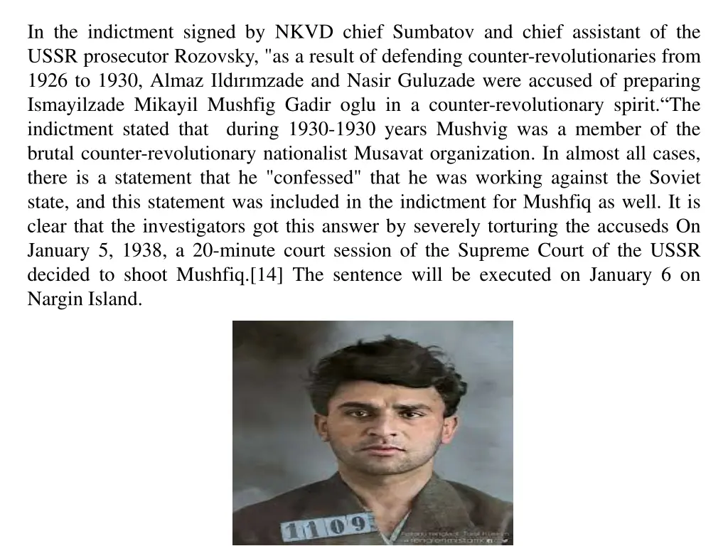 in the indictment signed by nkvd chief sumbatov