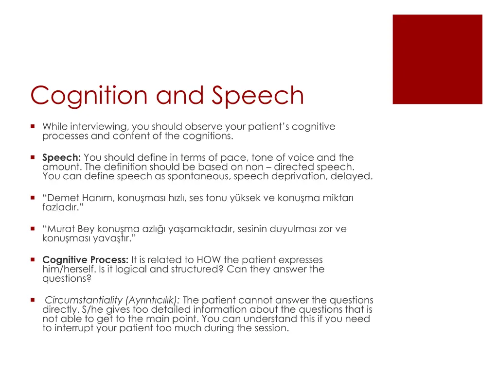 cognition and speech