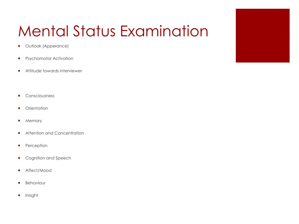 mental status examination