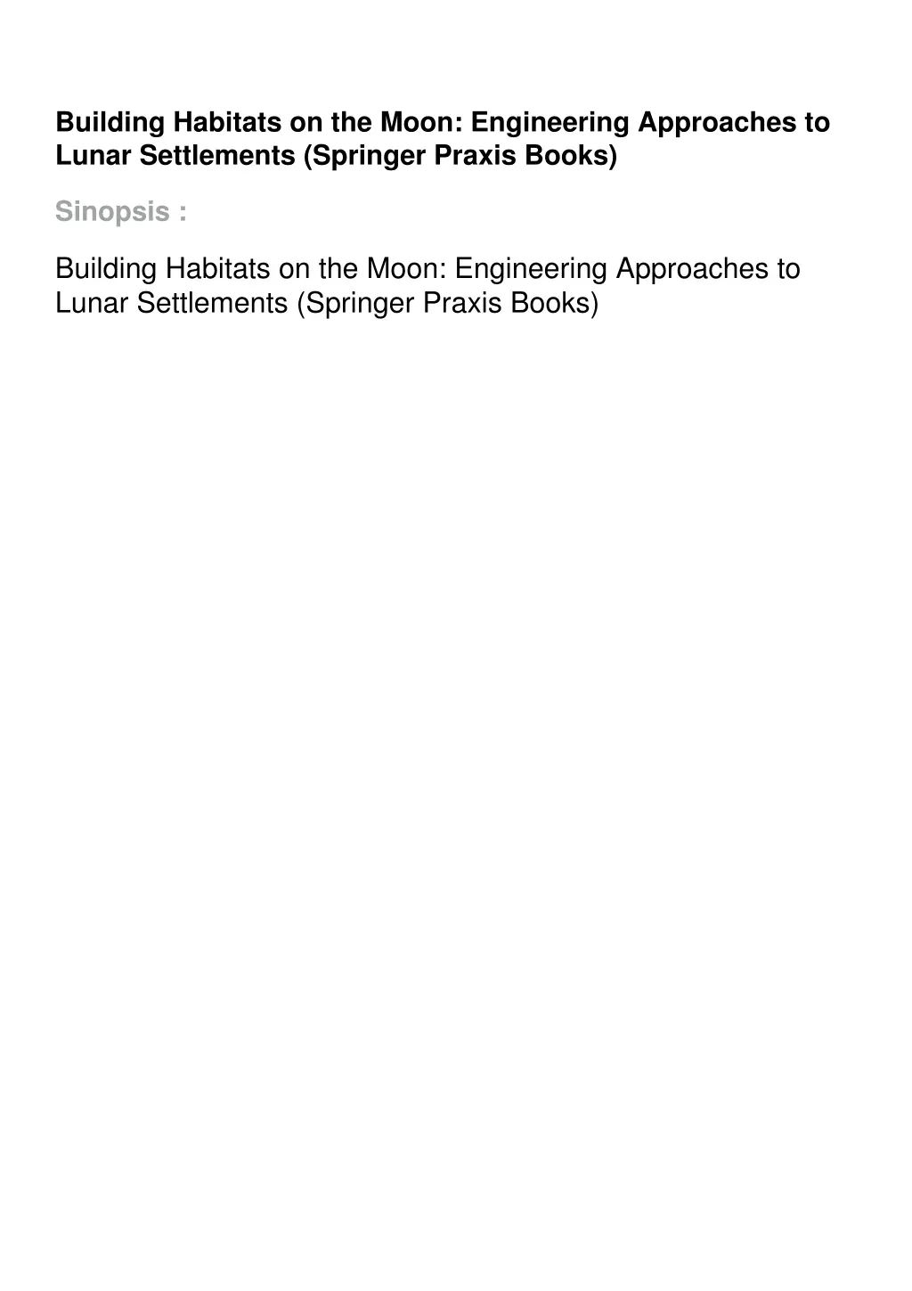 building habitats on the moon engineering