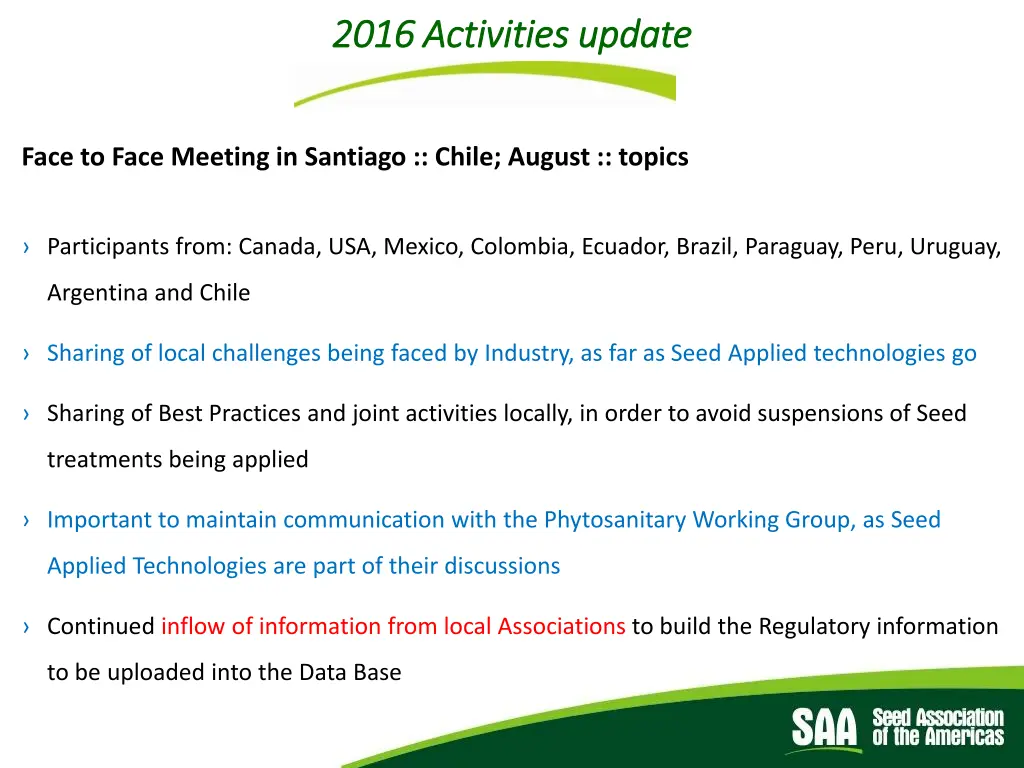 2016 activities update 2016 activities update