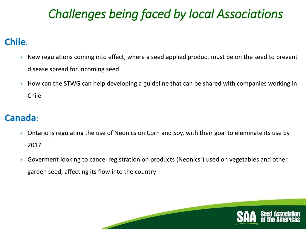 challenges being faced by local associations