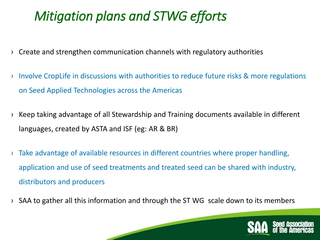 mitigation plans and stwg efforts mitigation