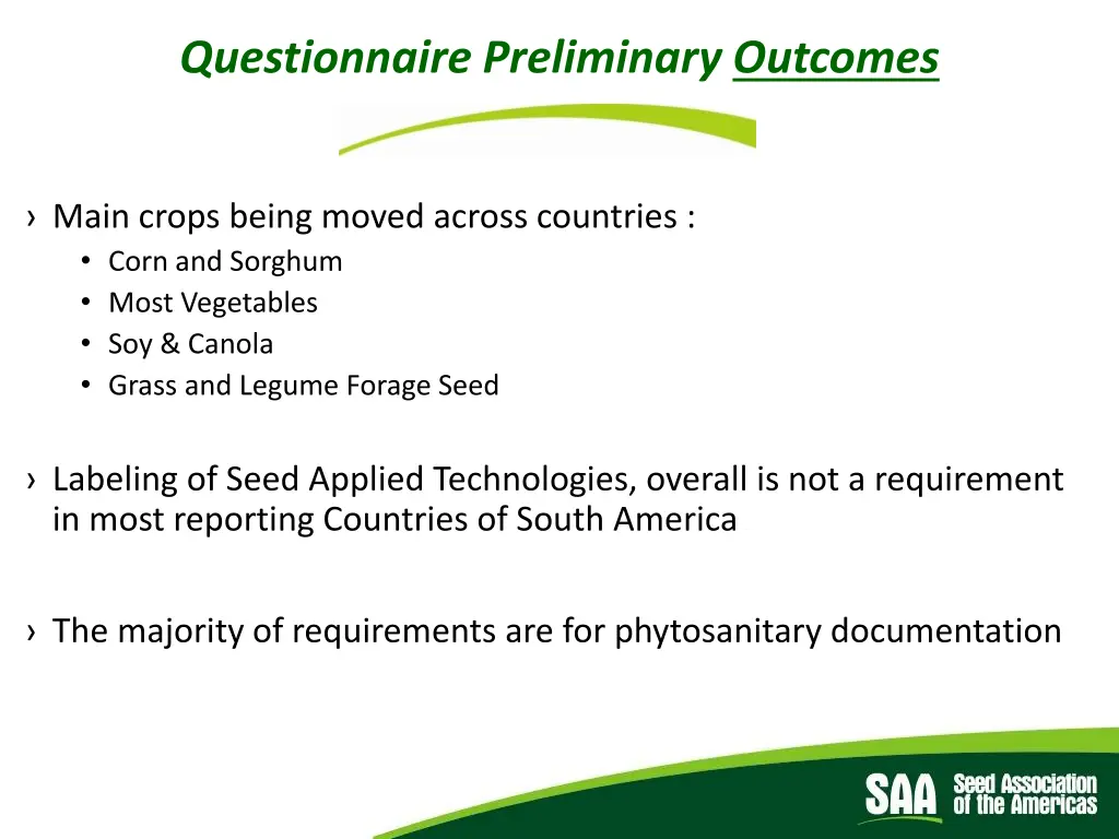 questionnaire preliminary outcomes