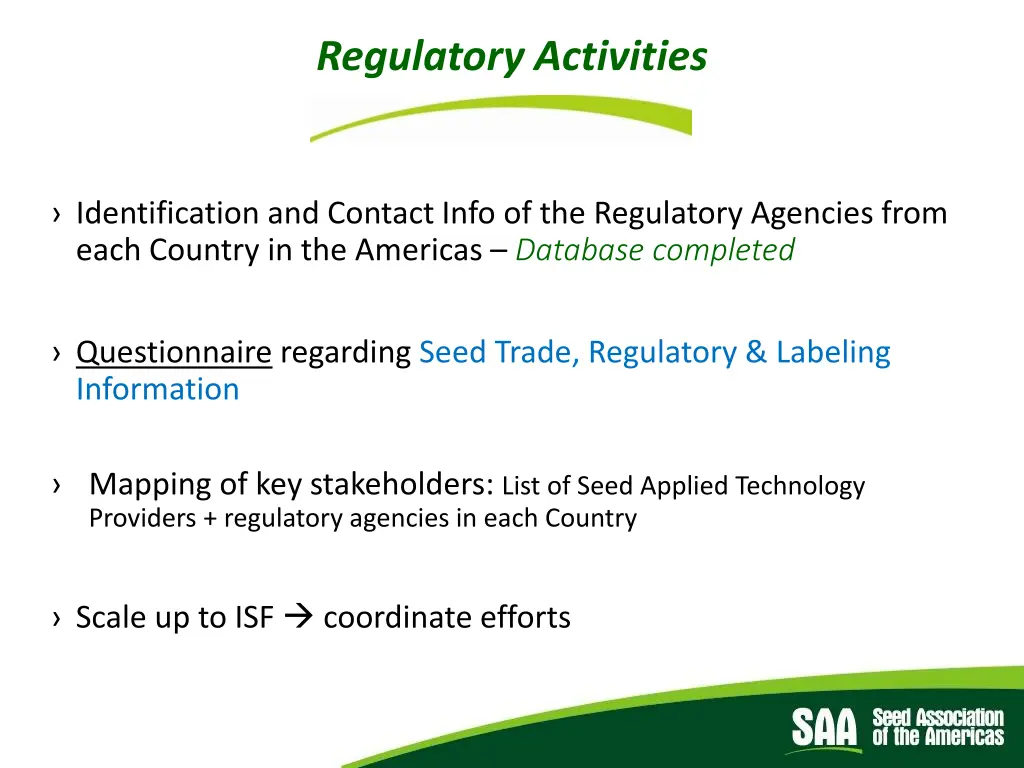 regulatory activities