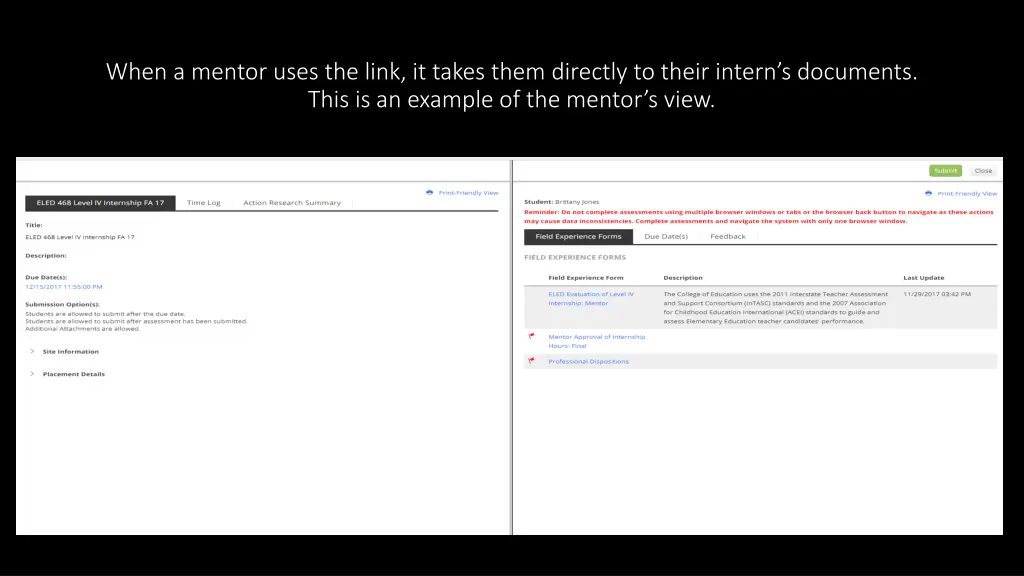 when a mentor uses the link it takes them