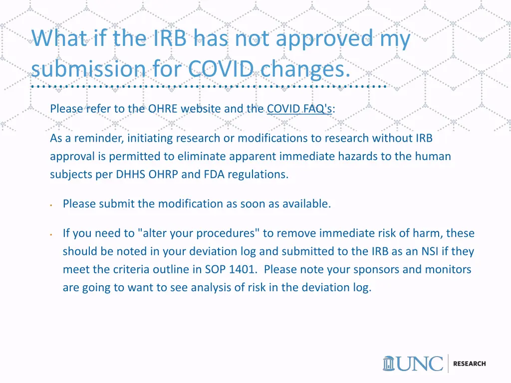 what if the irb has not approved my submission