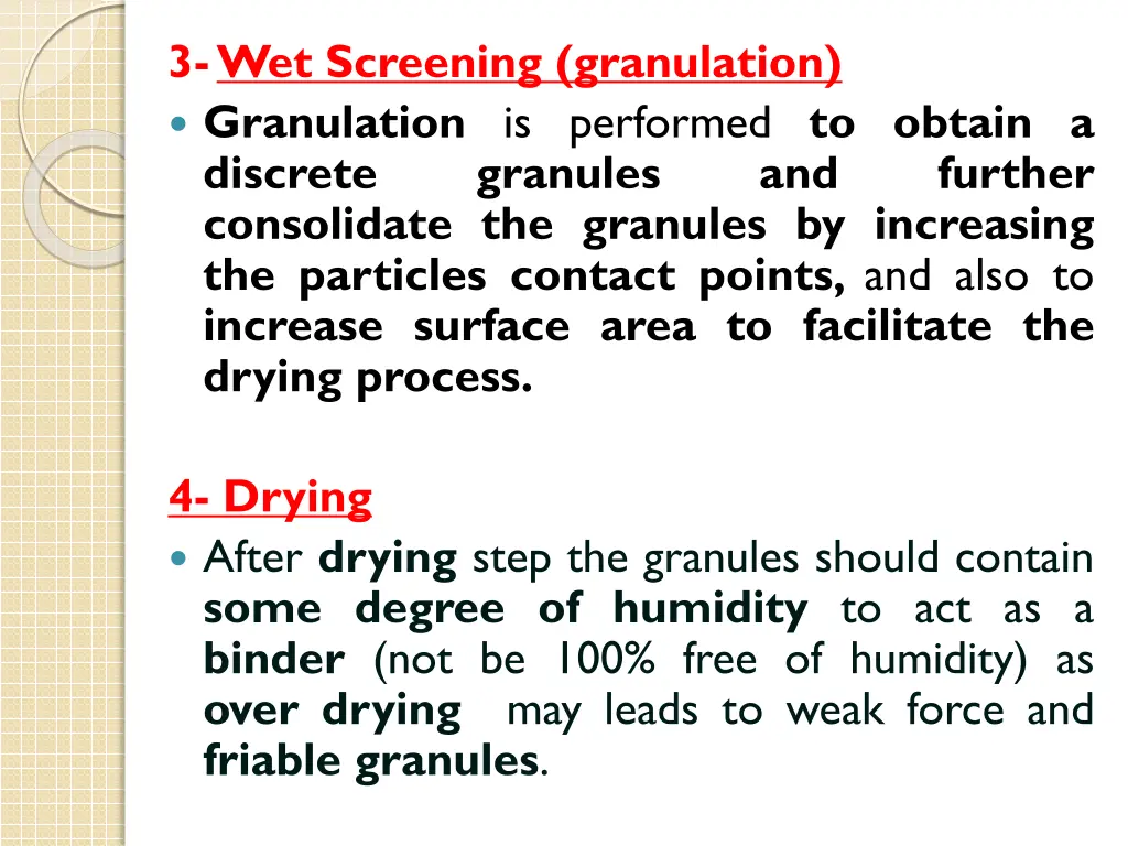 3 wet screening granulation granulation