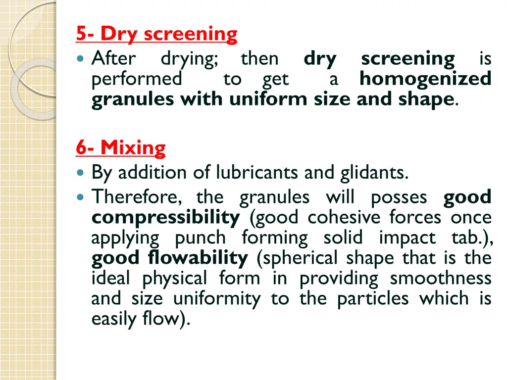 5 dry screening after performed granules with