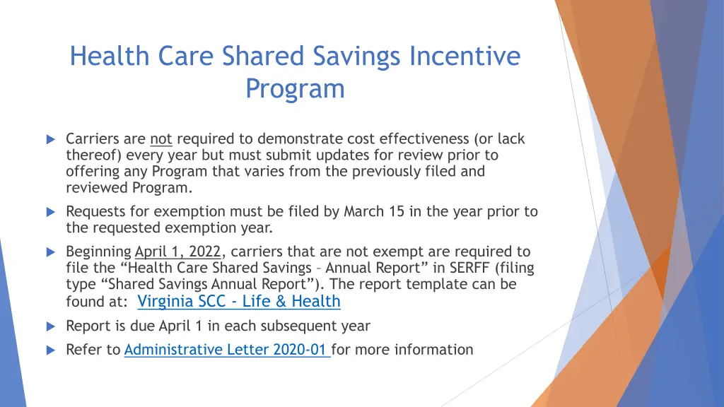 health care shared savings incentive program